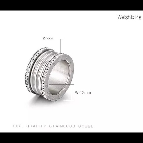 Roman Numeral Swarovski Crystals Stuck Up Eternity Gold Silver Rose Gold Ring - Picture 4 of 16